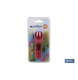 LINTERNA 9 LED ALUMINIO COLORES Ø 2,7 x10cm