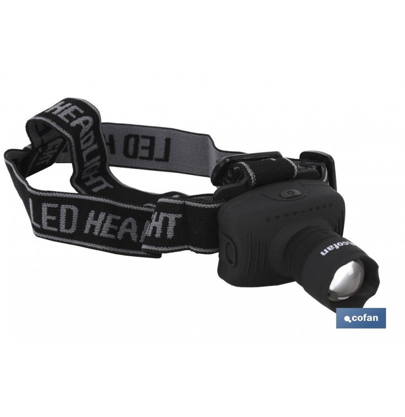 LINTERNA LED DE CABEZA ZOOM 3 FUNCIONES