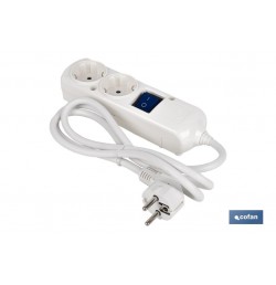 BASE BIPOLAR 2 TOMAS Y PROLONGACIÓN 1,5M CON INTERRUPTOR LUMINOS 16A250V