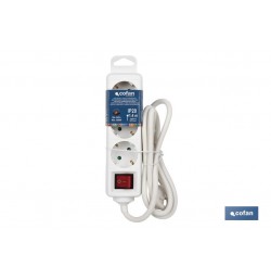 BASE MÚLTIPLE 3T. 1,4M CABLE C/INT. (16A-250V)