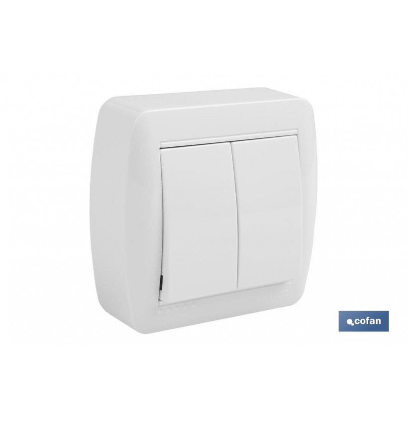 DOBLE INTERRUPTOR SUPERFICIE  MODELO ATLANTIS10A BLANCO