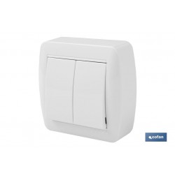 DOBLE INTERRUPTOR SUPERFICIE  MODELO ATLANTIS10A BLANCO