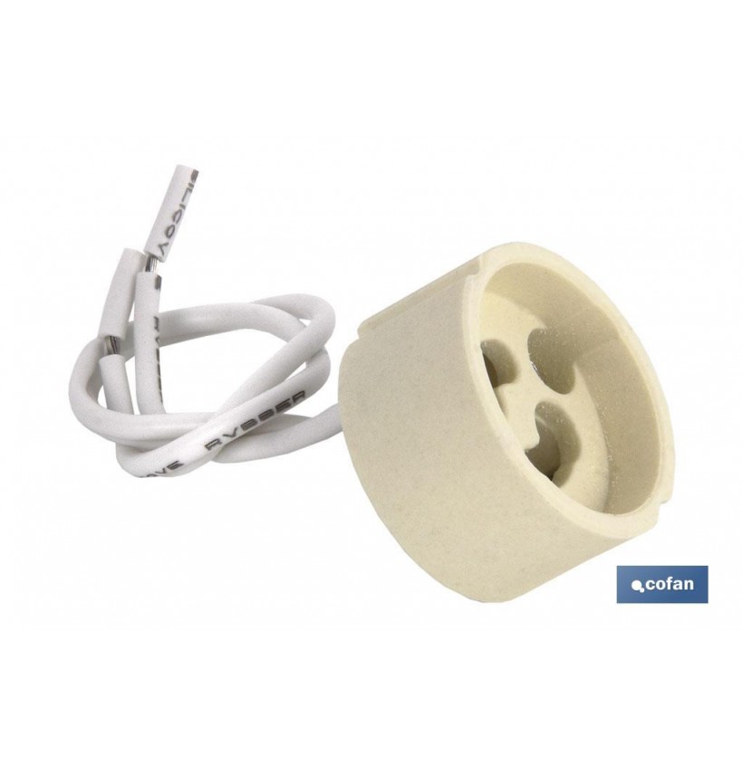 PORTALÁMPARAS CERÁMICA 2A250V CON CASQUILLO GZ10 Y 150MM CABLE