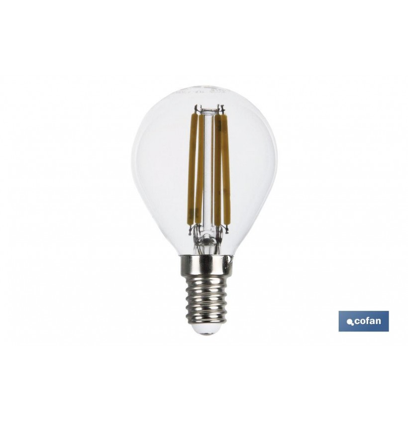 BOMBILLA LED ESFERICA FILAMENTO E14 4W 470LM 2700K