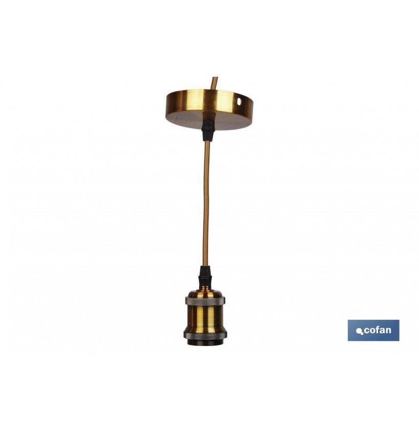 PORTALAMPARAS (CABLE+ROSETÓN)  ORO E27 100X10CM