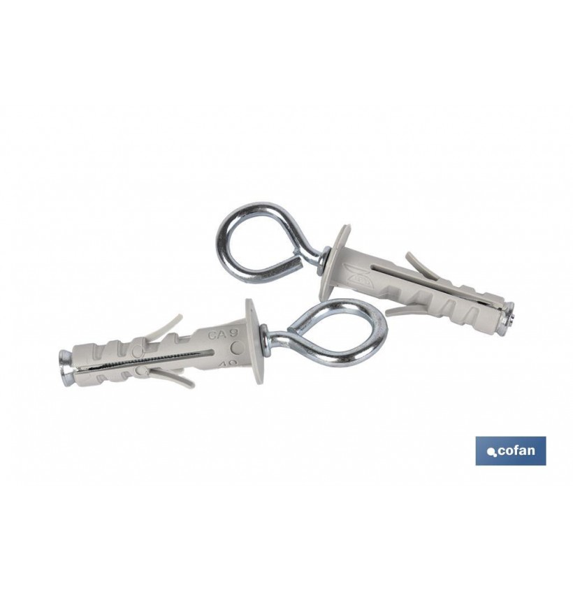 BLÍSTER DE 2 UDS. TACO DE NYLON CON ARGOLLA 4X40 VENTA UNITARIA