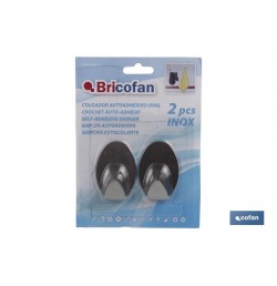 2 UDS COLGADOR AUTOADH. OVAL INOX GRANDE
