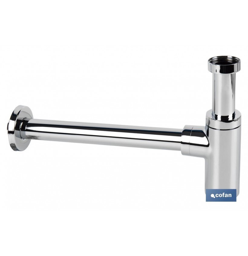 SIFÓN BOTELLA CROMADO CILÍNDRICO SALIDA Ø32-40 330 MM Y RACOR 1 1/4