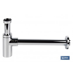SIFÓN BOTELLA CROMADO CILÍNDRICO SALIDA Ø32-40 330 MM Y RACOR 1 1/4