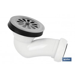 VÁLVULA SIFÓNICA PLATO DE DUCHA Ø60 CON SALIDA Ø32-40 Y REJILLA INOX.
