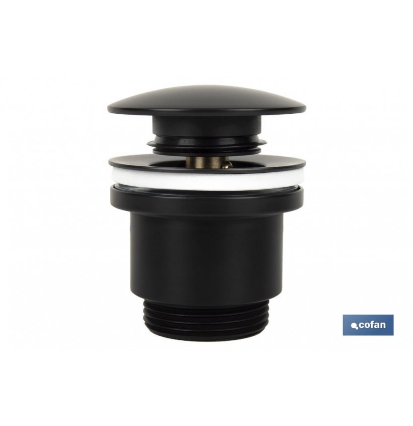 VÁLVULA CLICK-CLACK NEGRA CON TAPÓN GRANDE Ø63 MM