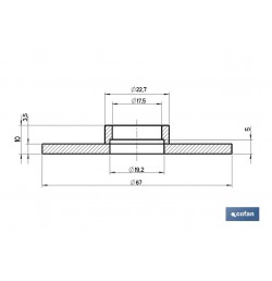 GOMA Ø19,2 x Ø67 x 3,5 MM CIERRE CON CUELLO PARA DESCARGADOR CISTERNA BAJA