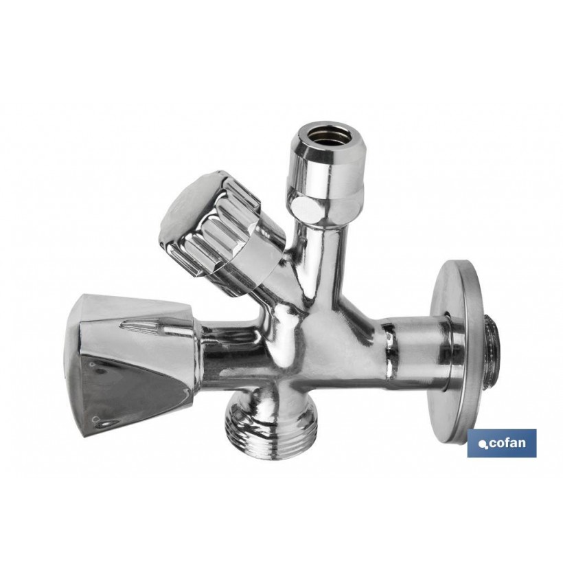 VÁLVULA DE ESCUADRA 1/2 X 3/4 X 3/8 MODELO COMBI