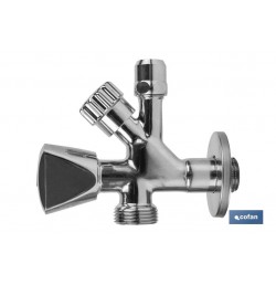 VÁLVULA DE ESCUADRA 1/2 X 3/4 X 3/8 MODELO COMBI