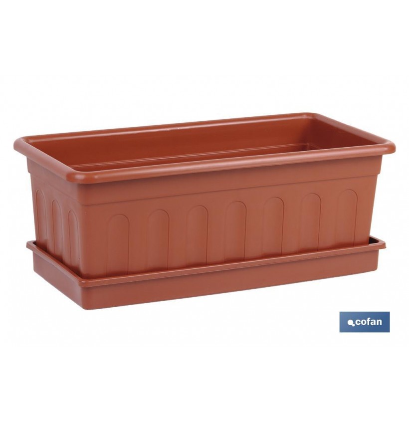 JARDINERA MARRON MODELO AZAHAR 60X22X15+PLATO 60X22CM