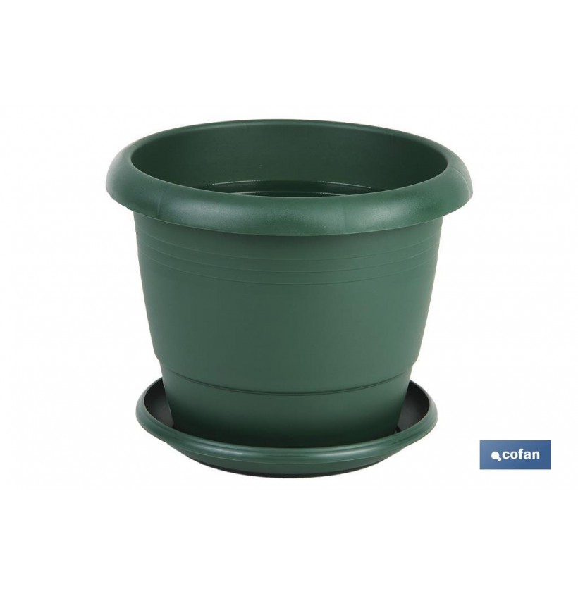 MACETA VERDE MODELO GARDENIA 25X20.5+ PLATO21cm venta unitaria